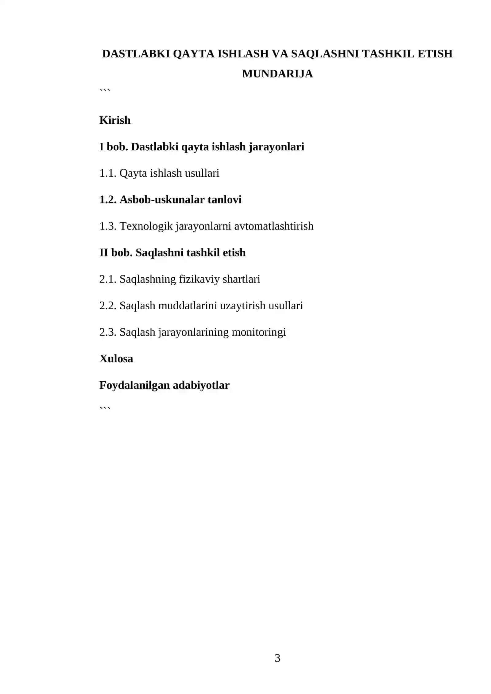 DORIVOR O'SIMLIKLAR YETISHTIRISH XOM-ASHYOSINI TAYYORLASH TEXNOLOGIYASI FANI 3
