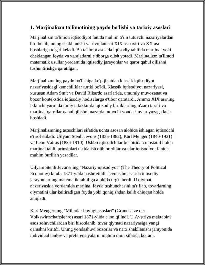 MARJINALIZM TALIMOTI VA NEOKLASSIK IQTISODIY MAKTABLAR 3