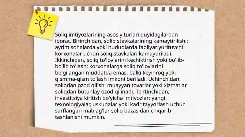 Soliq tizimidagi imtiyozlar va ularning mohiyati 3