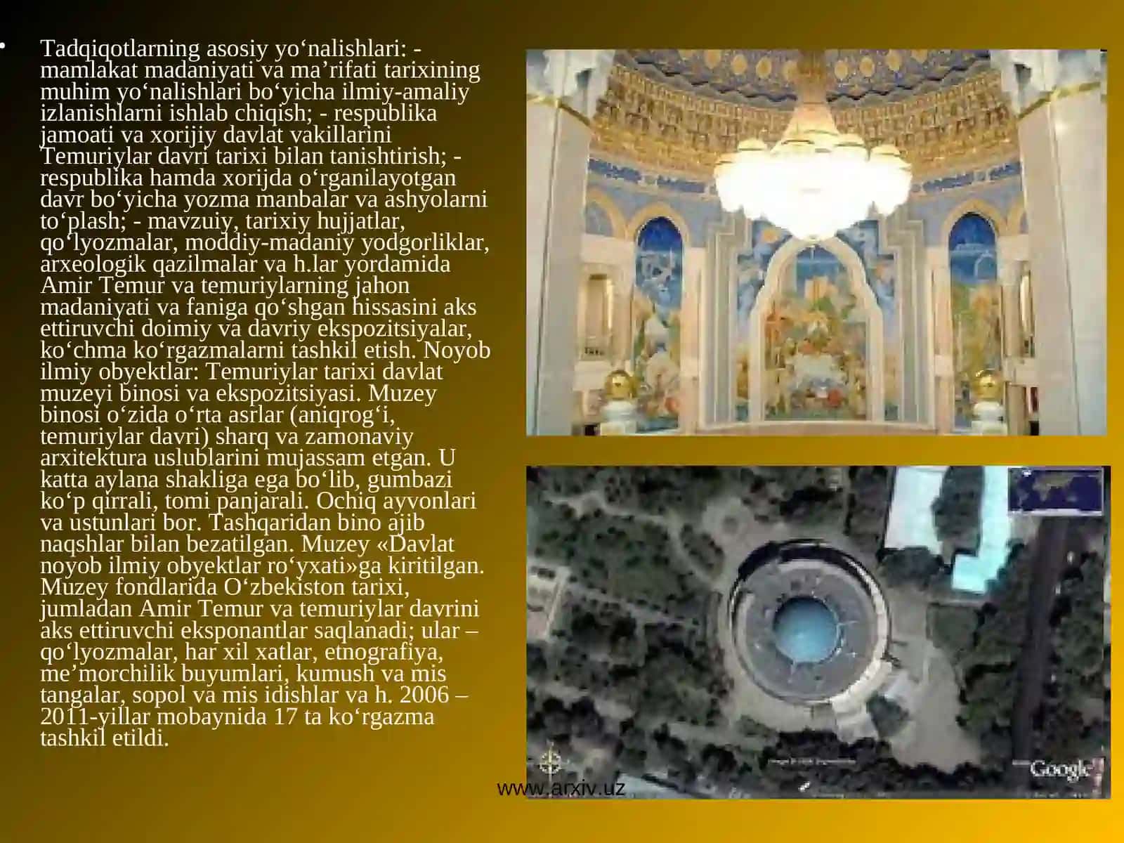Amir temur va Temuriylar muzeyi 3