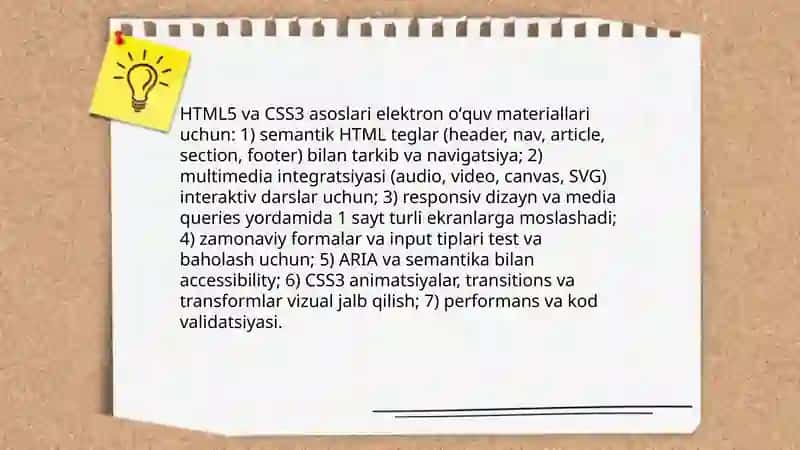 HTML5 va CSS3 asoslari elektron oʻquv materiallari uchun 3