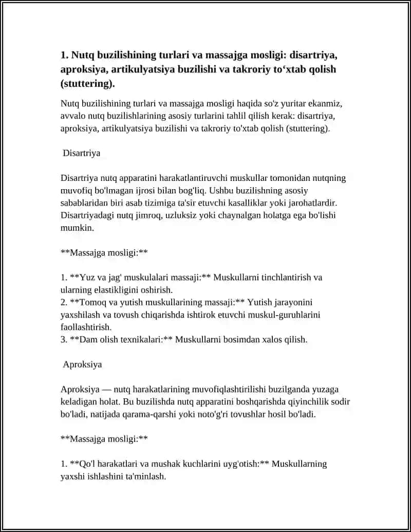 NUTQNING BUZILISHI XUSUSIYATIGA QARAB MASSAJ USULLARINI TANLASH 3