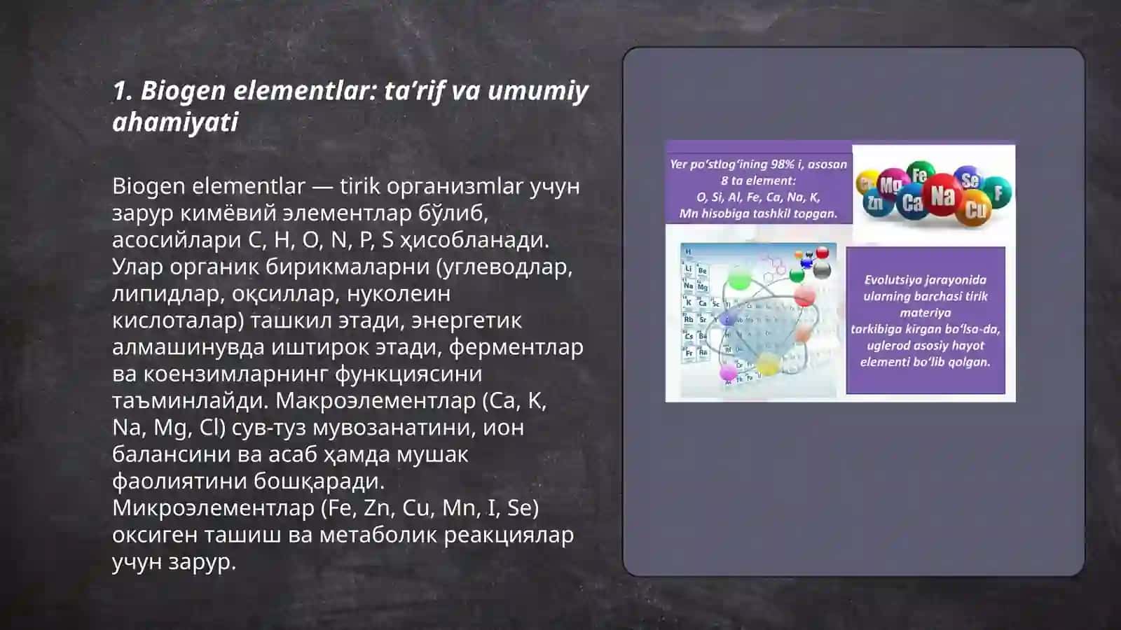 Biogen elementlarning odam organizmidagi oʻrni 3