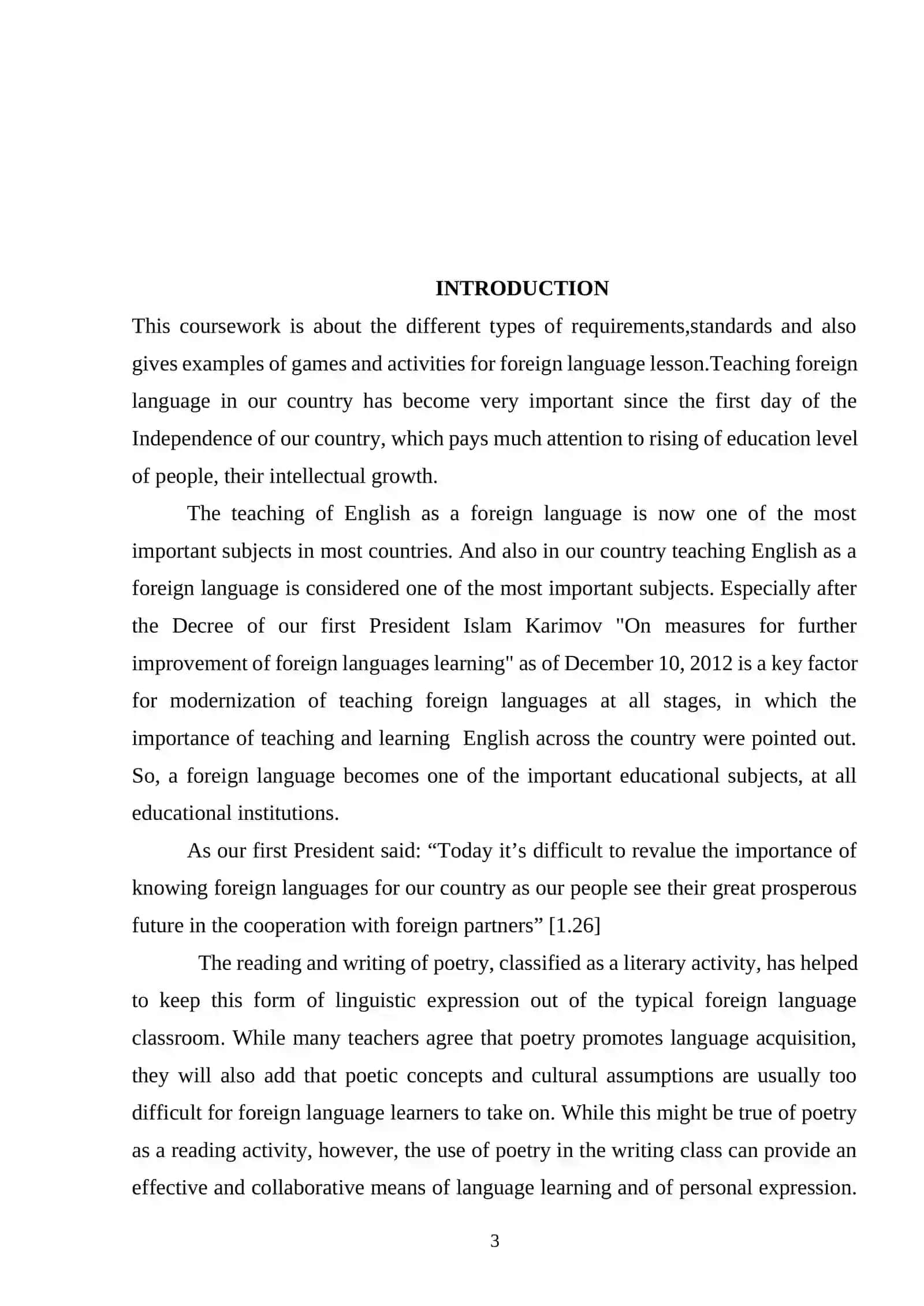 Course Paper on Requirements for a Foreign Language Lesson 3