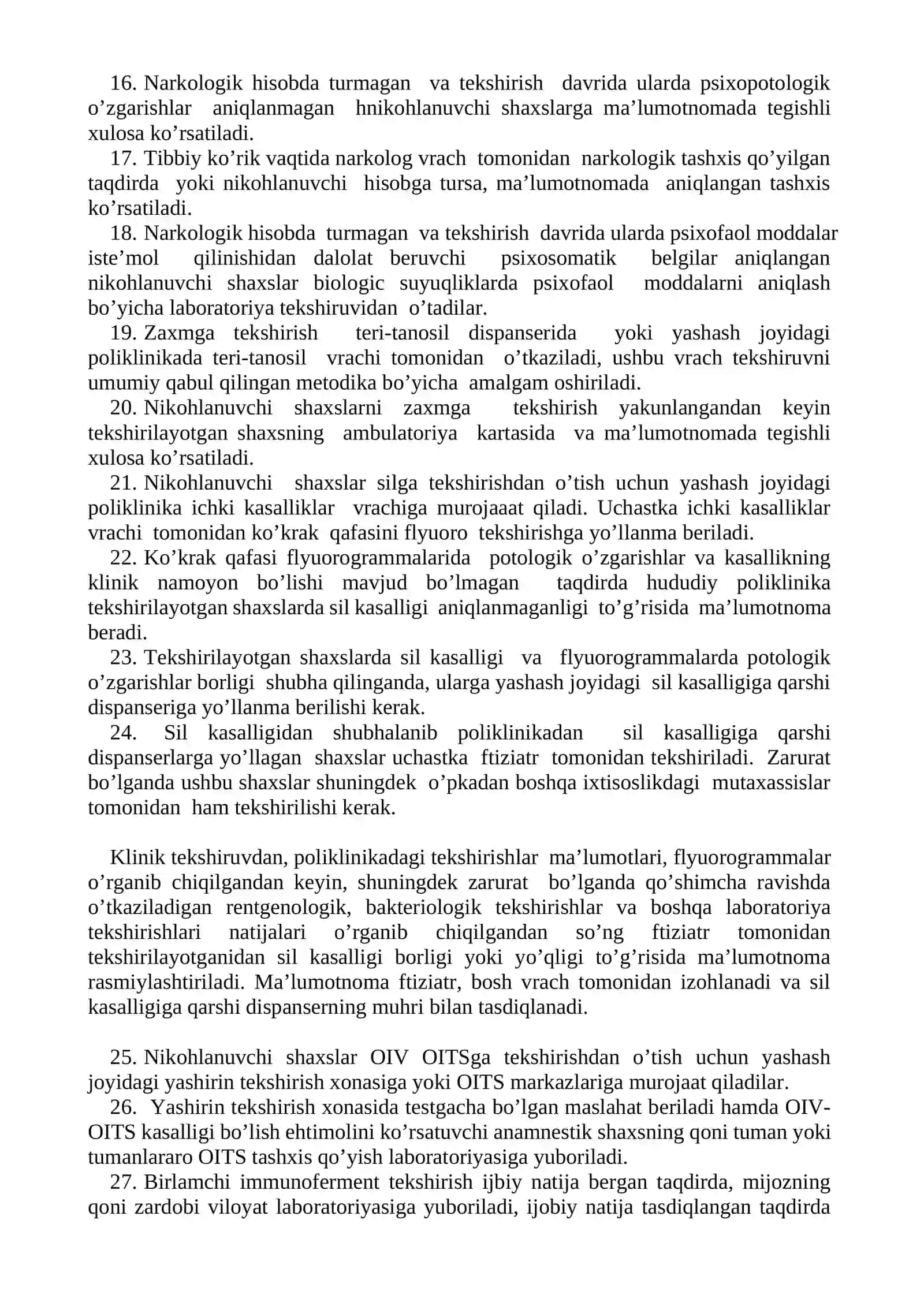 Nikohlanuvchi shaxslarni tibbiy ko’rikdan o’tkazish to’g’risidagi Nizomni tasdiqlash haqida 3