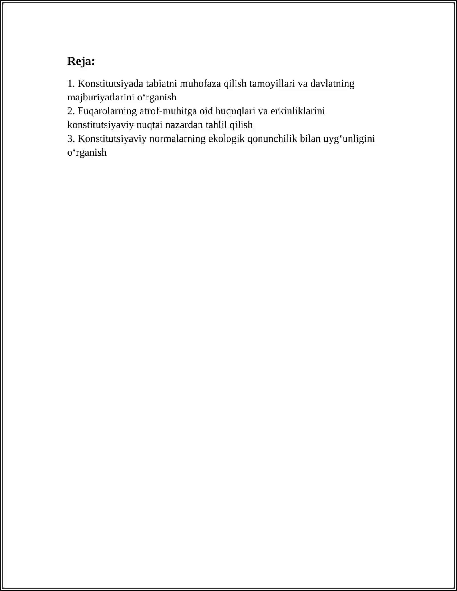KONSTITUTSIYANING TABIATNI ASRASHGA DOIR QONUNLARNI ÒRGANISH VA TAHLIL QILISH 3