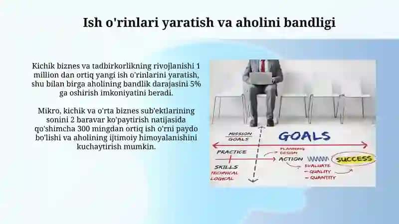 Kichik biznes va tadbirkorlik faoliyatini rivojlantirishning maqsad va vazifalari 3