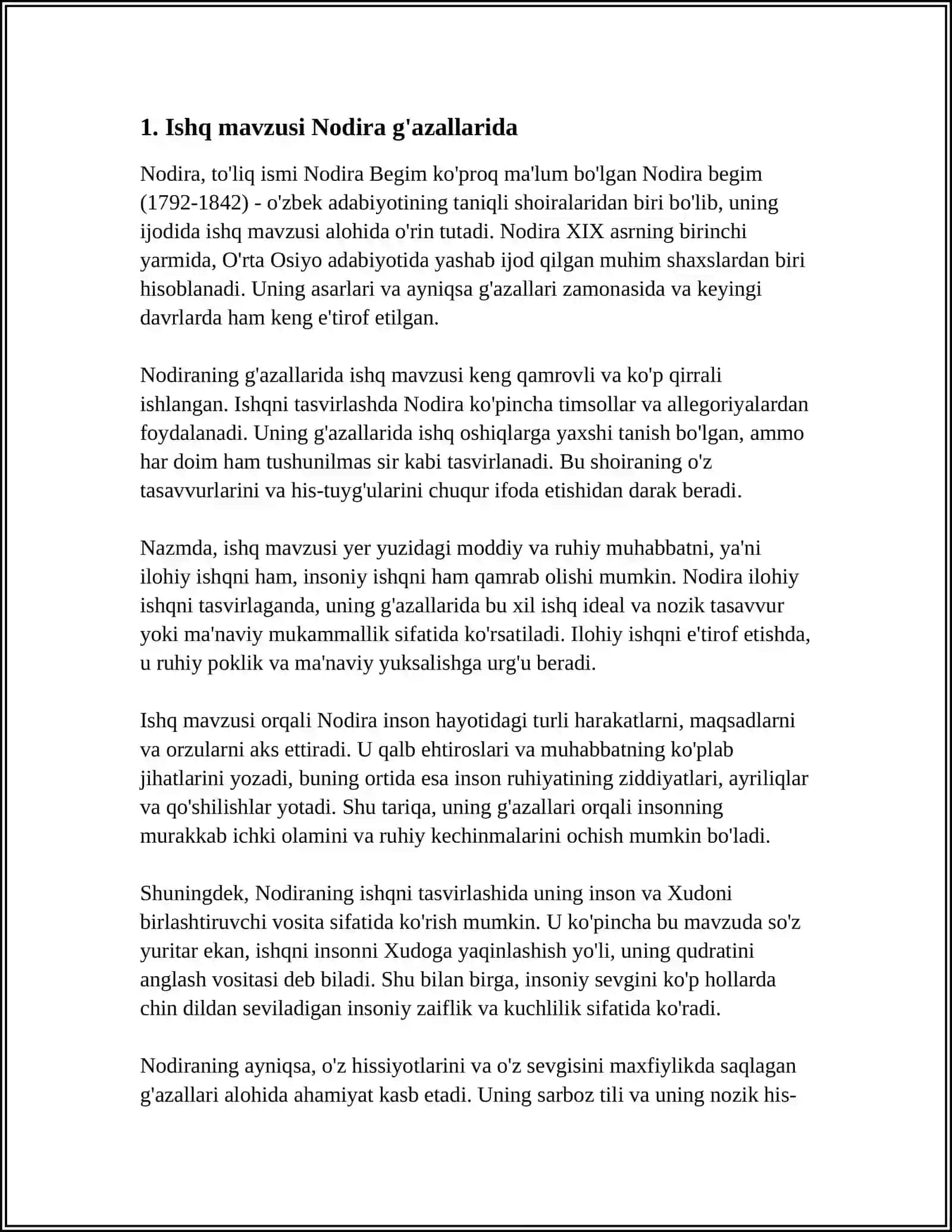 NODIRA G'AZALLARIDA ISHQ TALQINI INSHO 3