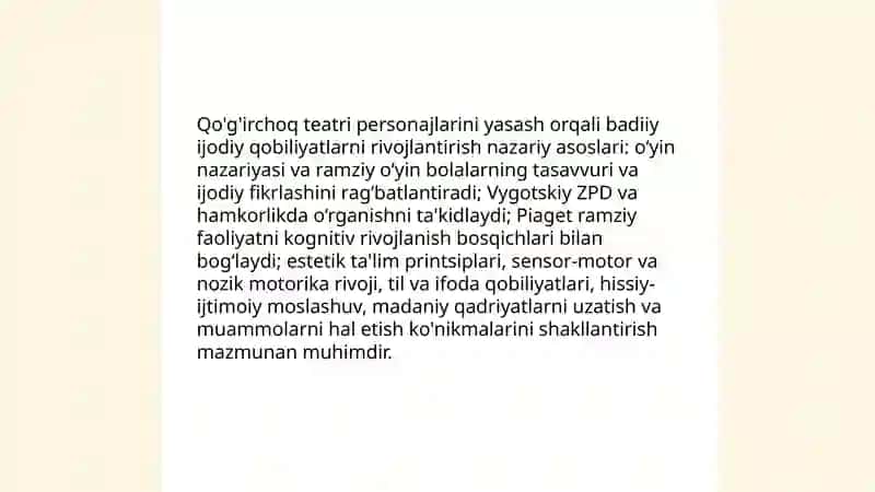 Qo'g'irchoq teatri persanojlarini yasash orqali badiiy ijodiy qobiliyatlarni shaklantirishning tarbiyaviy ahamiyati 3