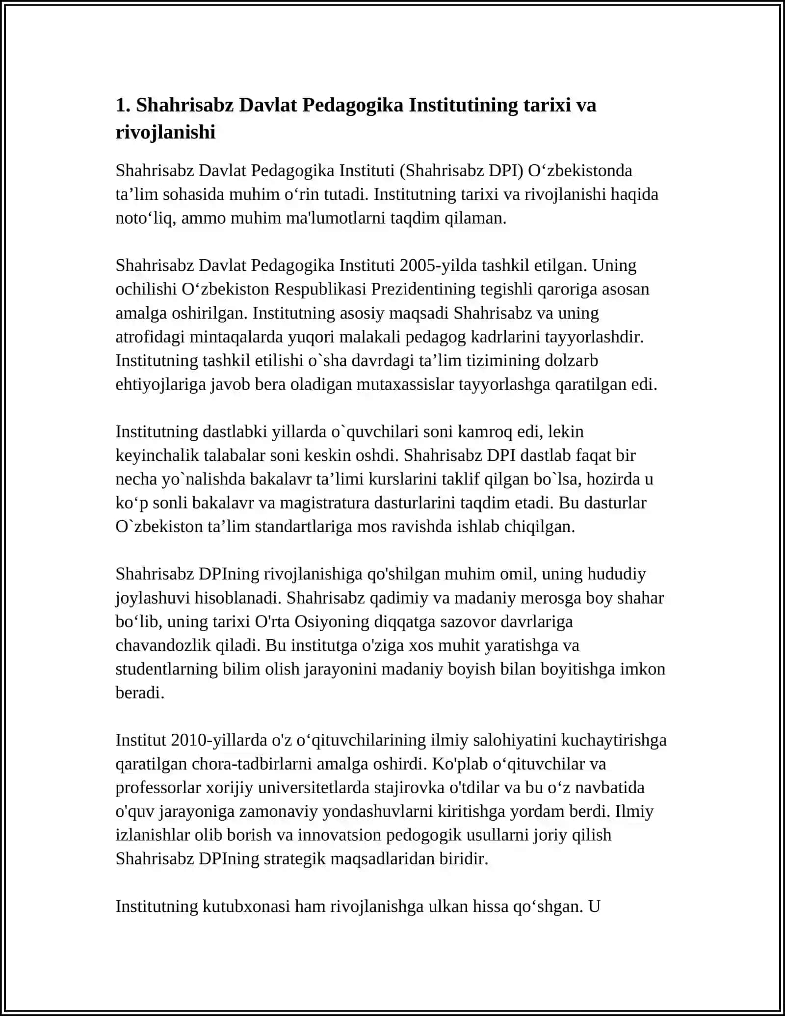 SHAHRISABZ DAVLAT PEDAGOGIKA INSTITUTI FIZIKA YO‘NALISH REFERAT 3