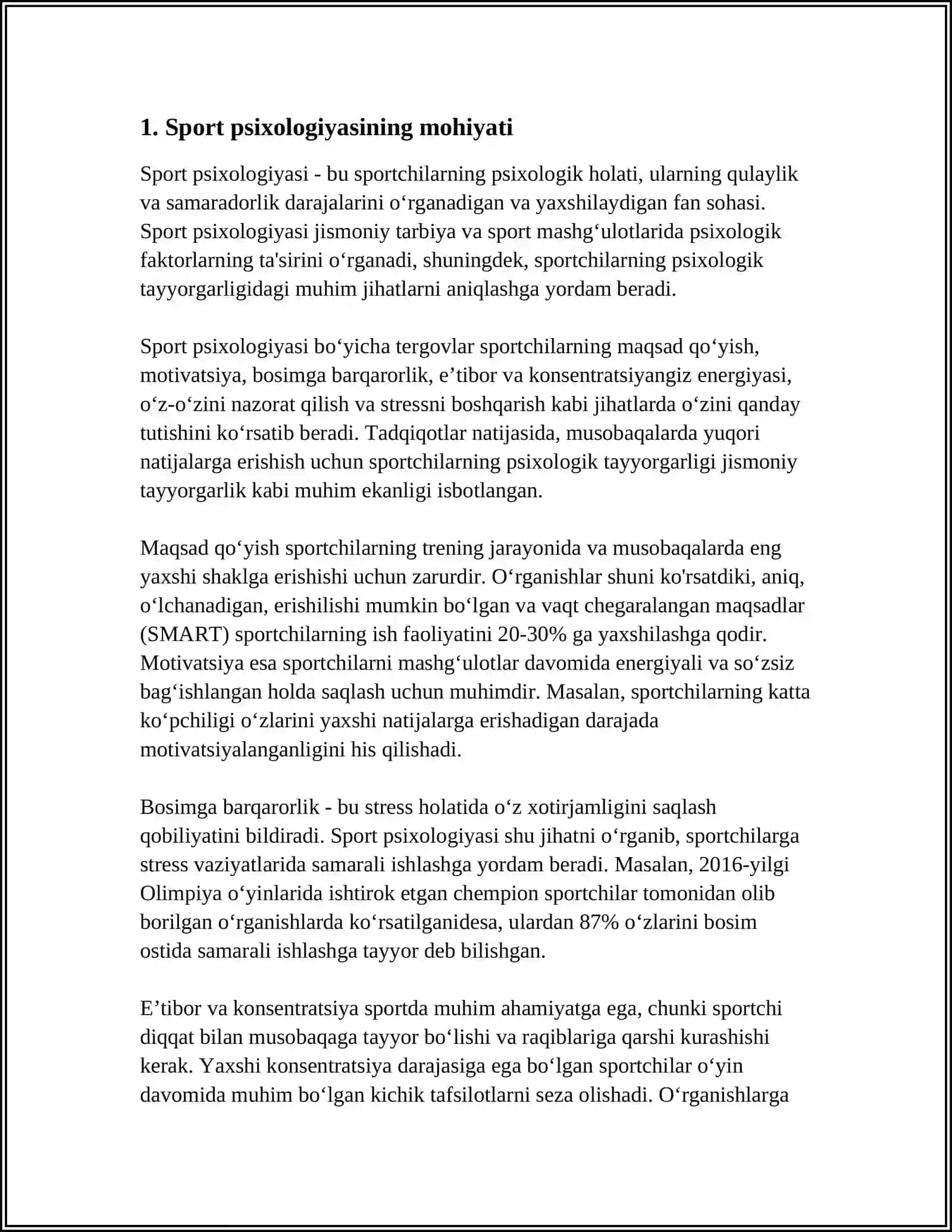SPORT PSIXOLOGIYASI FANINING PREDMETI VA VAZIFALARI 3