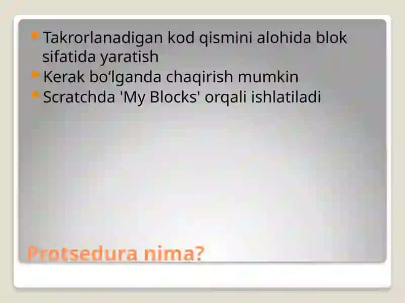 Scratchda protseduralar bilan ishlash 3