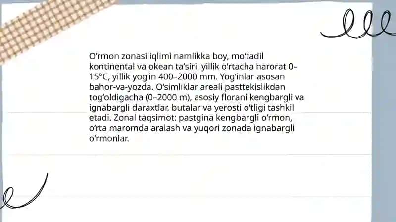 Oʻrmon zonasi oʻsimliklari va ularning areallari 3