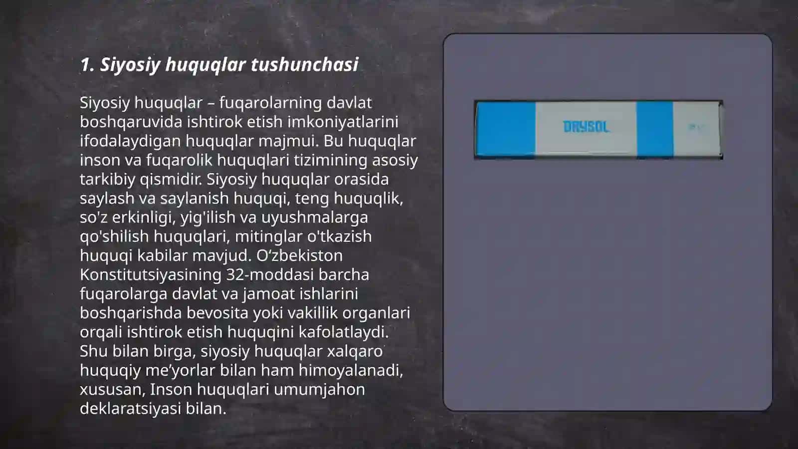 Siyosiy huquqlar mavzusida slayd tayyorla 3