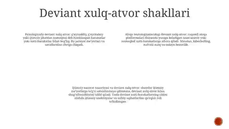 Deviant Xulq-Atvorlar 3