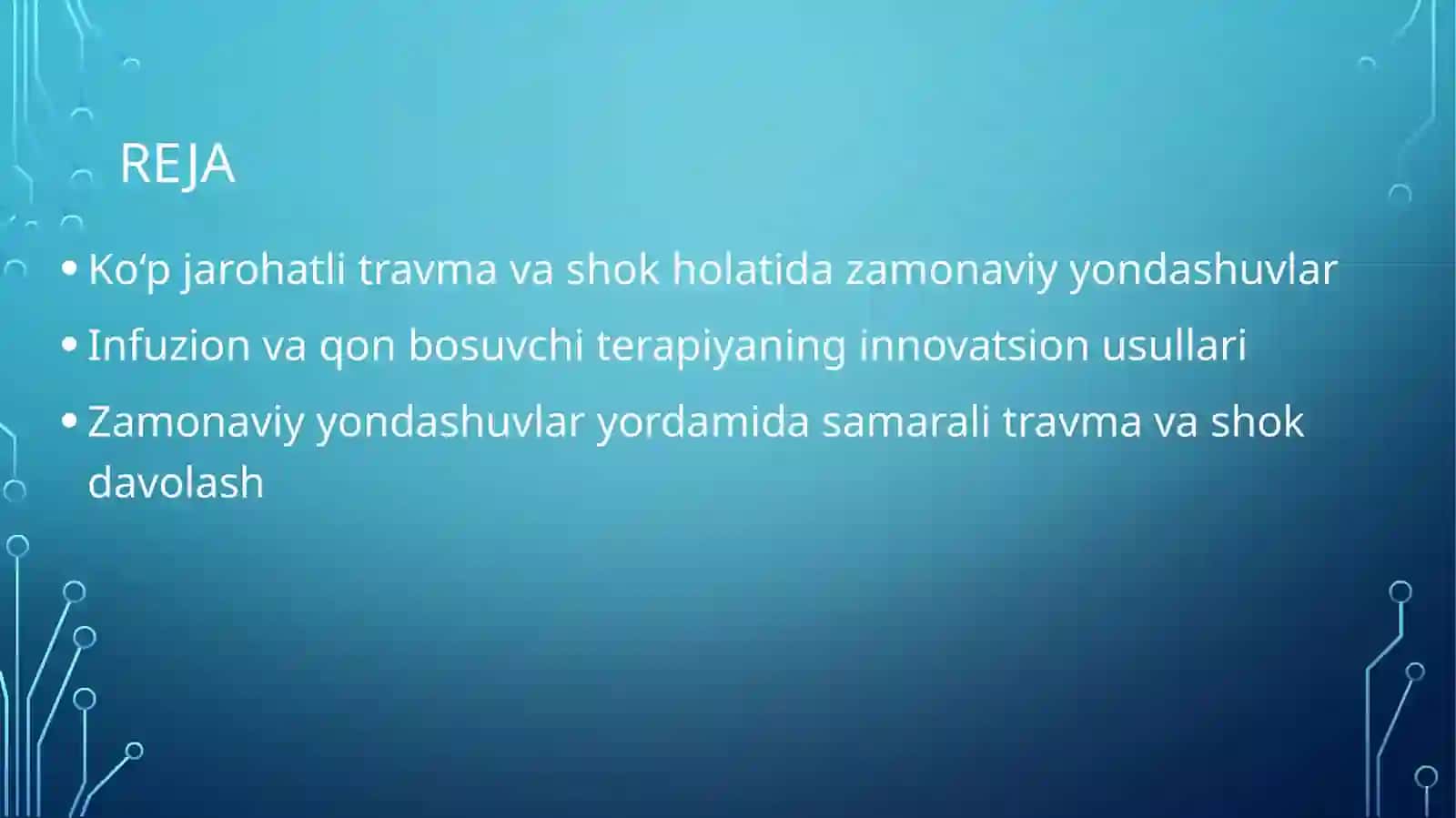 POLITRAVMA. TRAVMATIK SHOK. INFUZION VA QON BOSUVCHI TERAPIYANI QO‘LLASHDA ZAMONAVIY YONDASHUVLAR 3