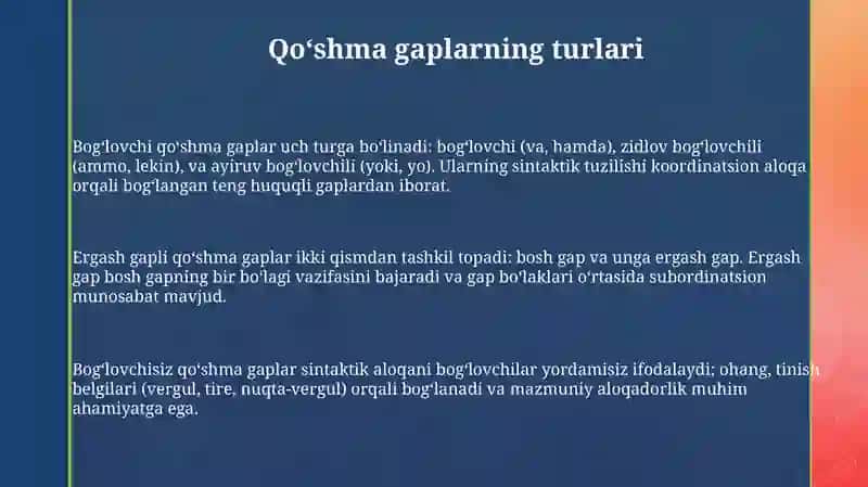 Qoʻshmagap turlari va ularning sintaktik qurilishi 3