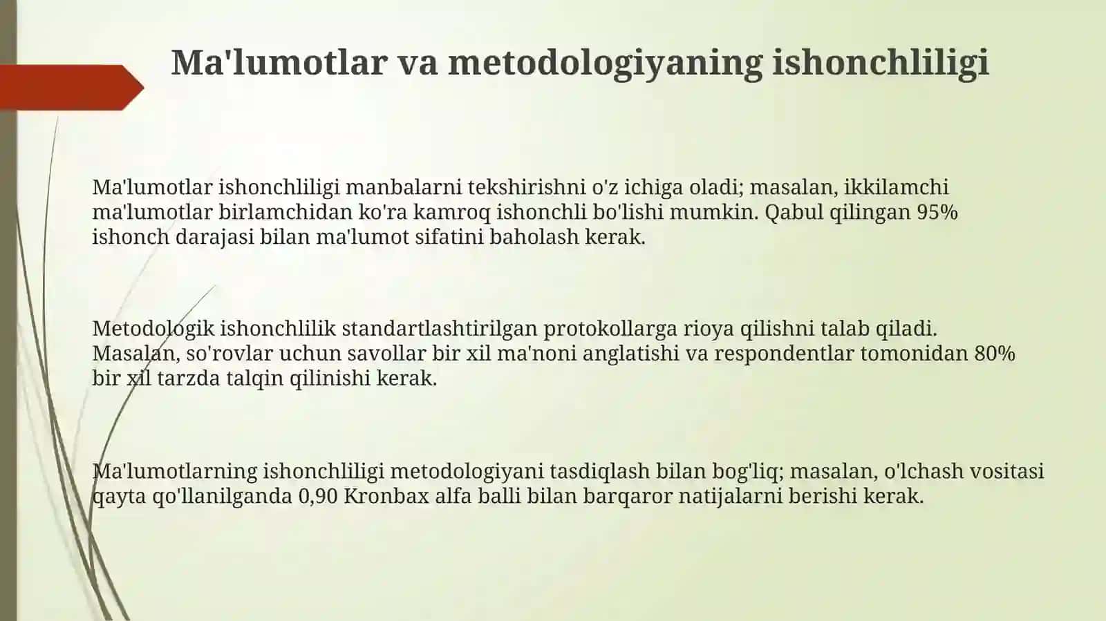 Statistik  tadqiqot natijalarini ishonchlilik darajasini baholash 3