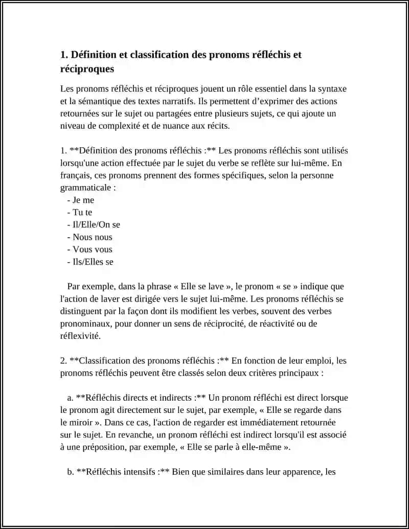 Pronoms réfléchis et réciproques dans des textes narratifs 3
