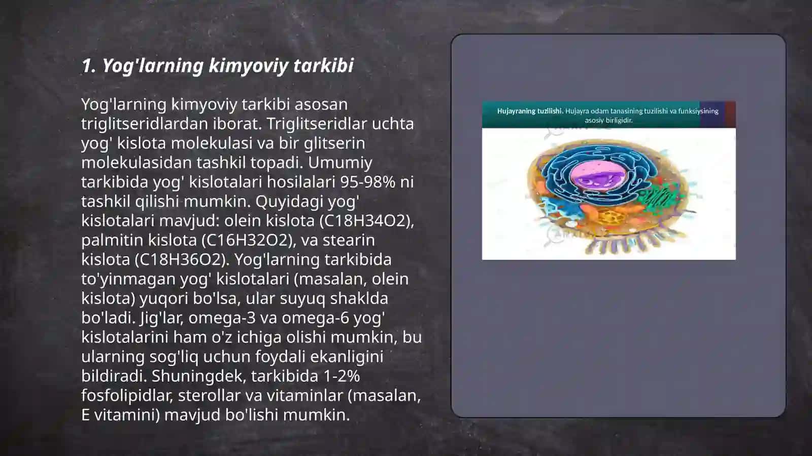 Yog'lar.Kimyoviy tarkibi tuzilishi va funksiyalari, ularning klassifikatsiyasi 3