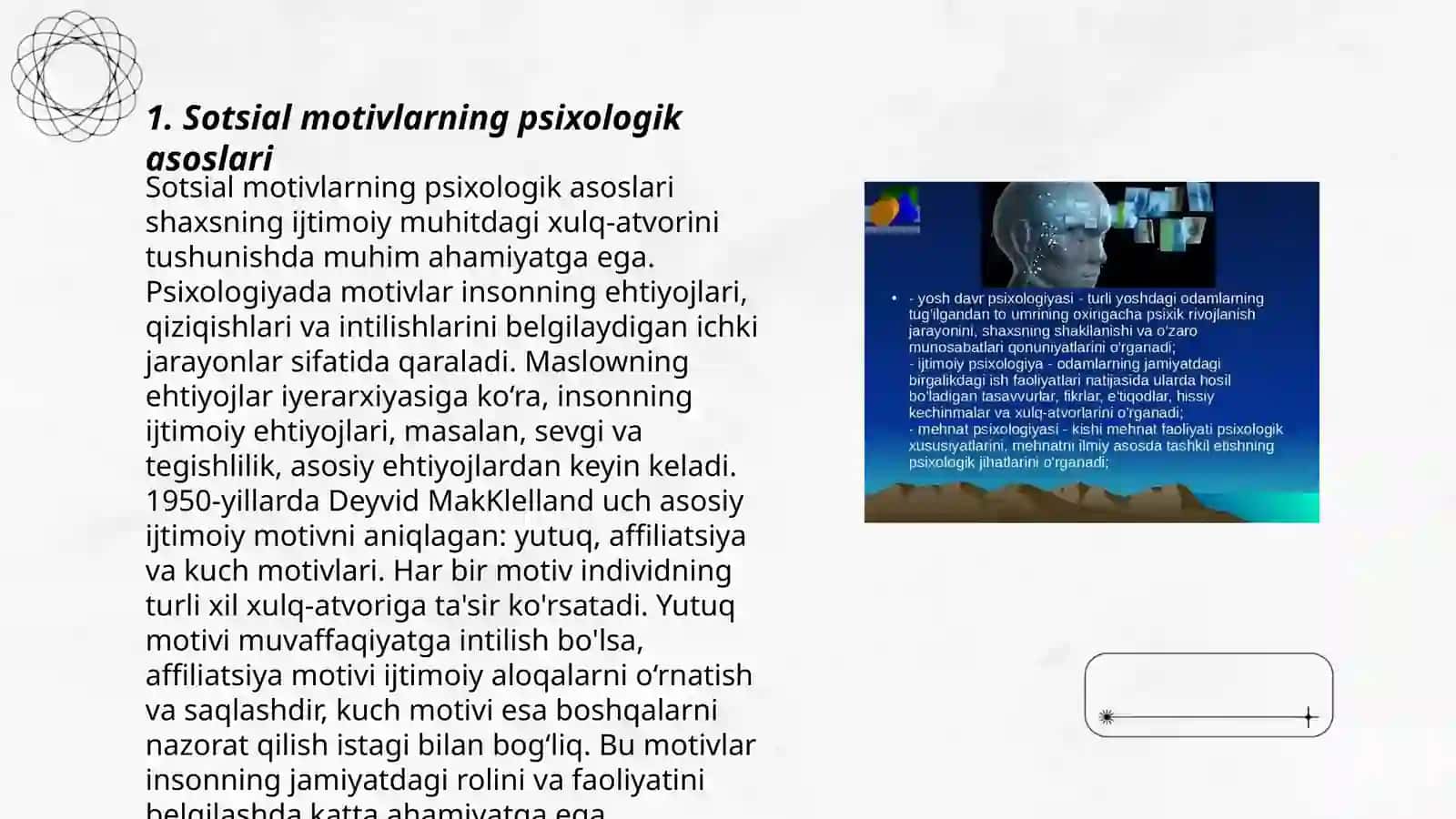 Sotsial motivlar: affiliatsiya va hokimyat 3