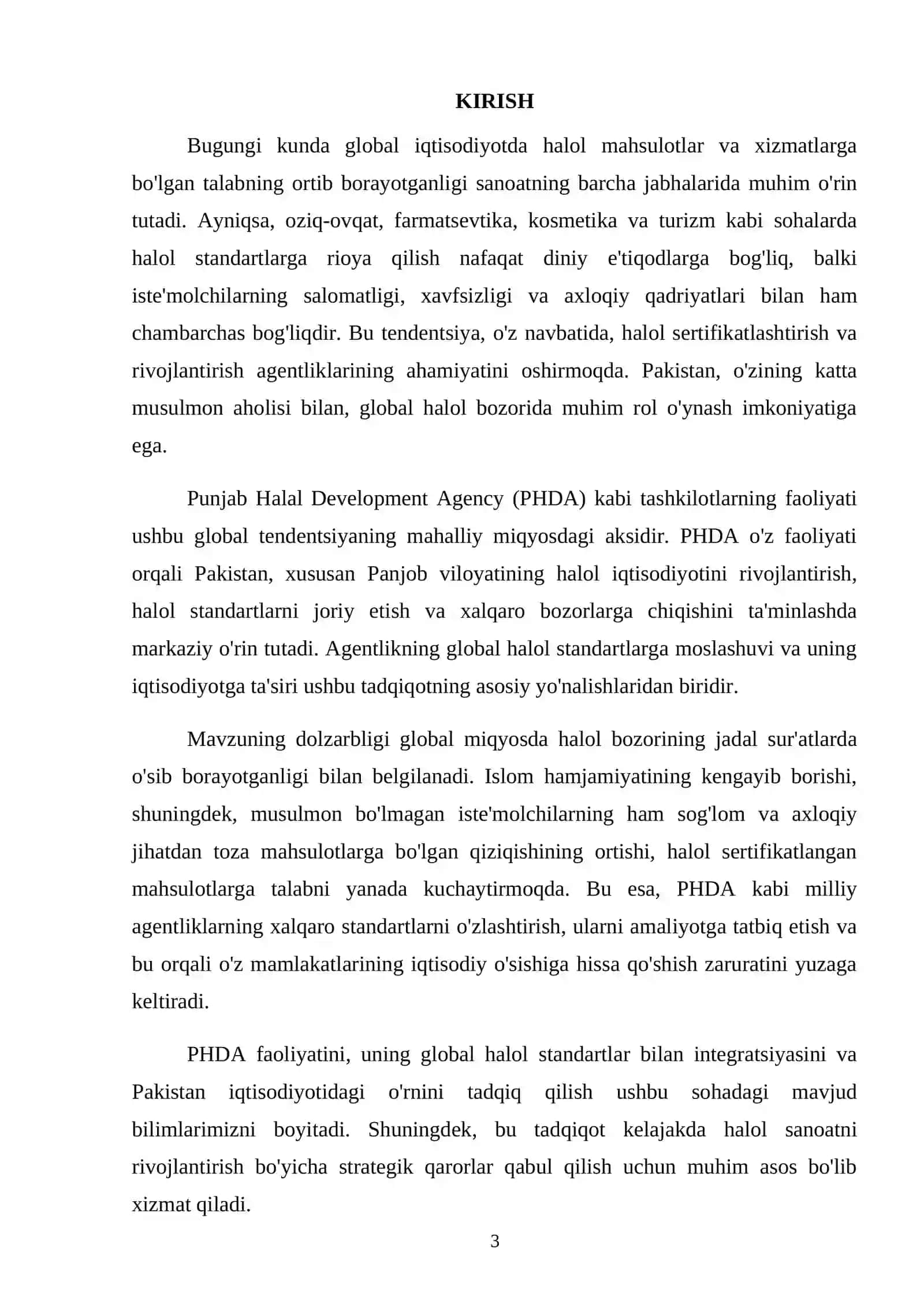 Punjab Halal Development Agency (PHDA) (Panjob Halol rivojlantirish agentligi) faoliyati, uning global halol standarti va iqtisodiyotidagi o‘rni 3