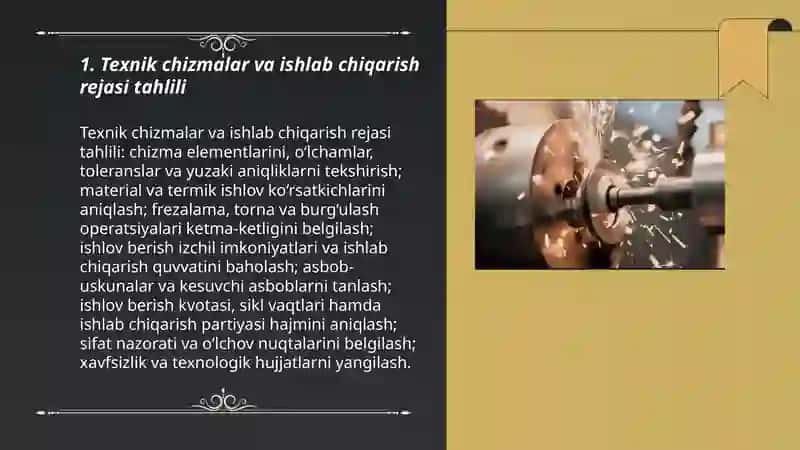 Teknik chizmalar va ishlab chiqarish rejasi tahlili 3