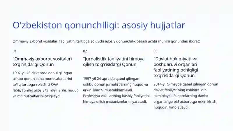 Ommaviy Axborot Vositalari Erkinligi: Huquqiy Asoslar va Amaliy Haqiqatlar 3