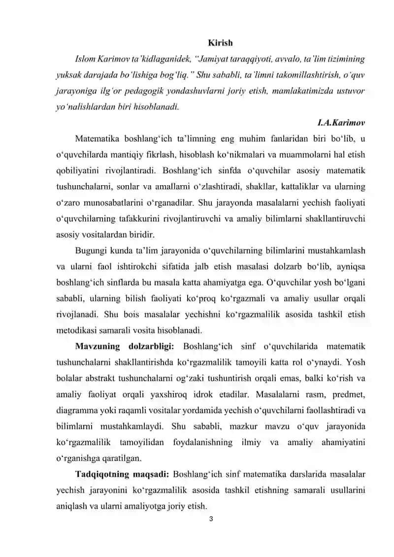 Boshlang'ich sinf matematika darslarida masalalar yechishni ko'rgazmalilik asosida tashkil etish usullari 3