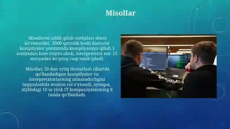 Interpretatorlar va kompilyatorlar. Tanlash operatori bilan ishlash 3