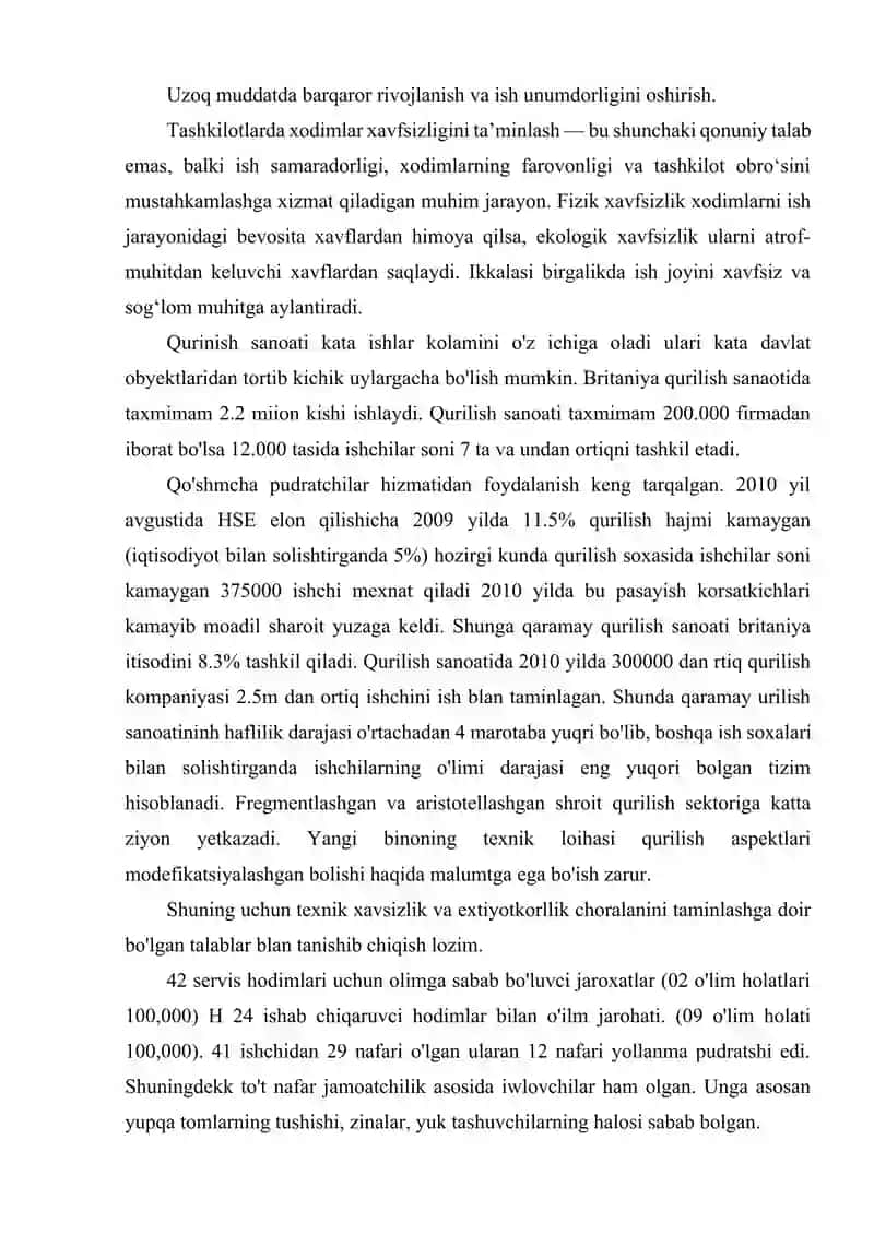 TASHKILOTDA XODIMLAR XAVSIZLIGI. FIZIK VA EKOLOGIK XAVSIZLIK 3