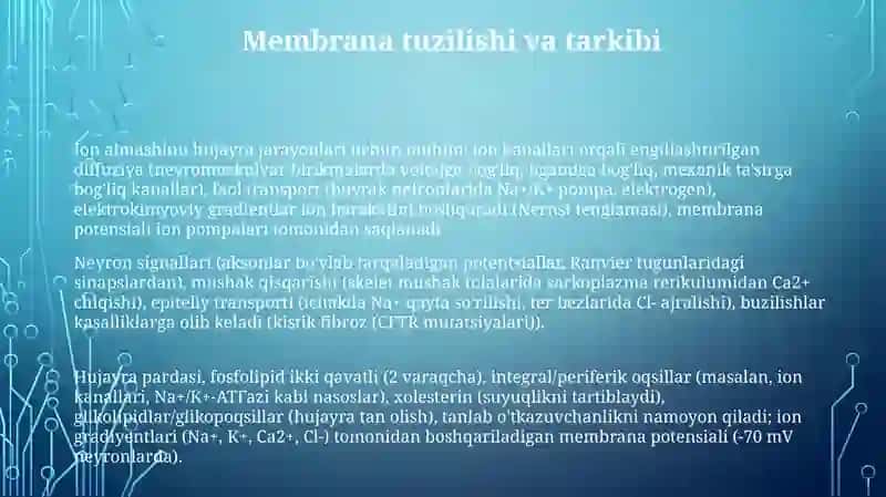 Hujayra membranalarida iyonlar almashinuvi 3