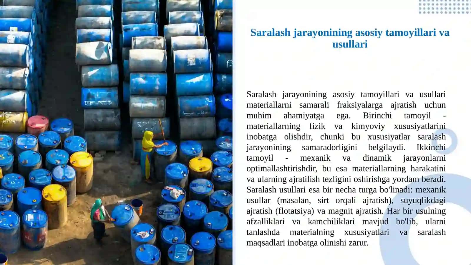 Maydalangan materiallarni fraksiyalarga ajratish (saralash) jarayonini optimallashtirish 3