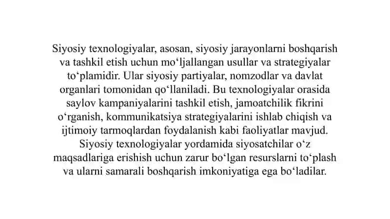 Siyosiy texnologiyalar – hokimiyatga erishishga yo‘naltirilgan vositalar sifatida 3