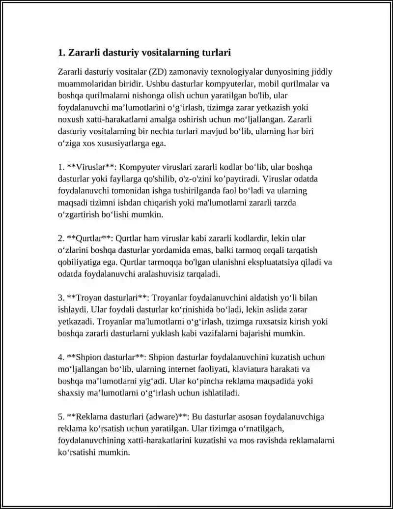 ZARARLI DASTURIY VOSITALARNI KLASSIFIKATSIYA VA HIMOYA USULLARI 3