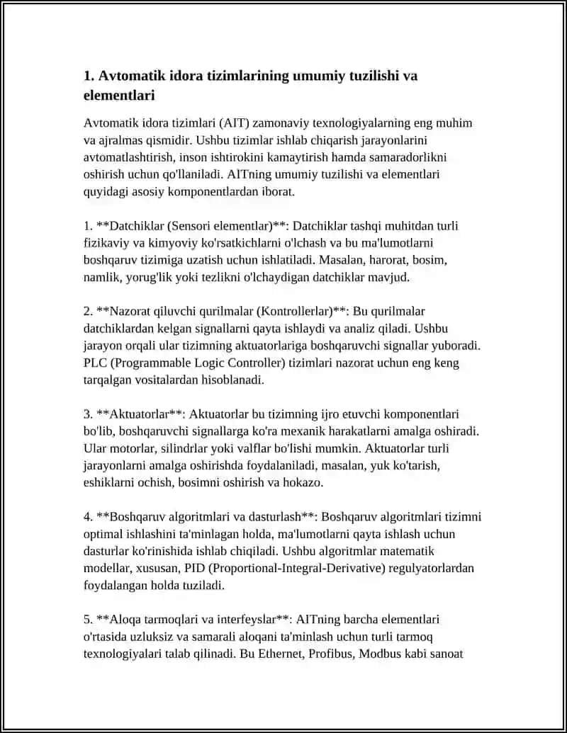 ULARNING KLASSIFIKATSIYASI VA AVTOMATIK IDORA QILISH SISTEMALARI ELEMENTLARI 3