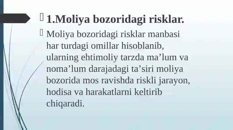 Moliya bozoridagi risklar. 3