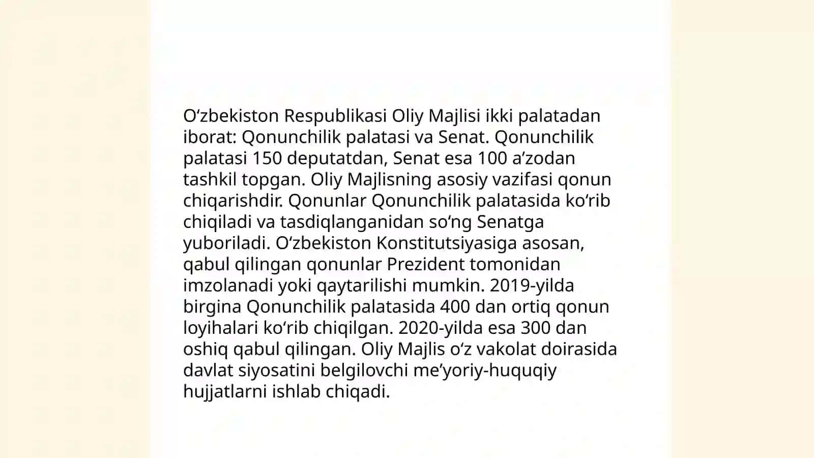Oʻzbekiston Respublikasi Oliy Majlisining konstitutsiyaviy vakolatlari 3