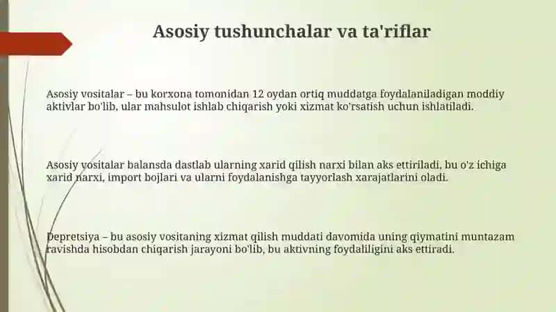 Dorixonalarda asosiy vositalarni hisobga olish 3