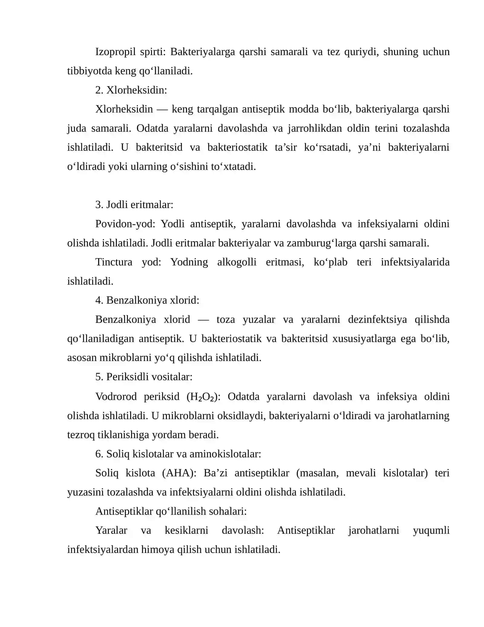 Antiseptik va dezinifeksiya qiluvchi vositalat haqida tushuncha va ularning tasnifi 3