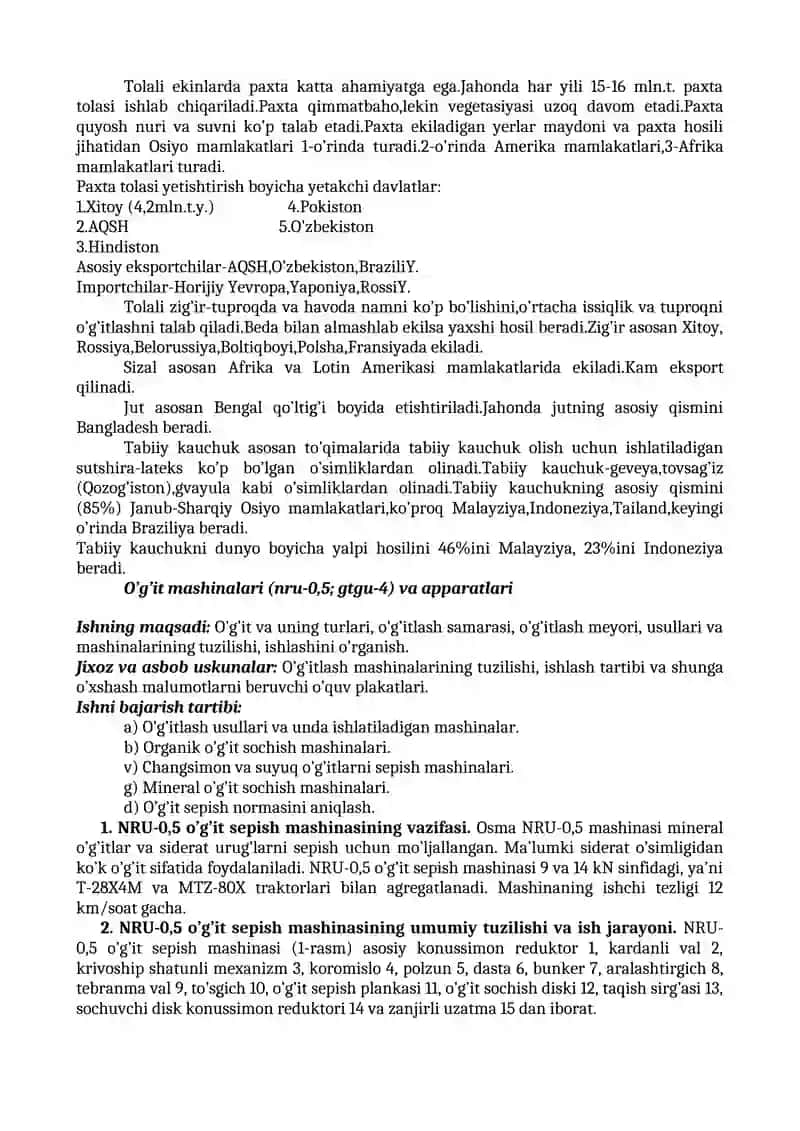 Dorivor o’simliklarni yetishtirishda qo’llaniladigan qishloq xo’jalik mashinalari tasnifi 3