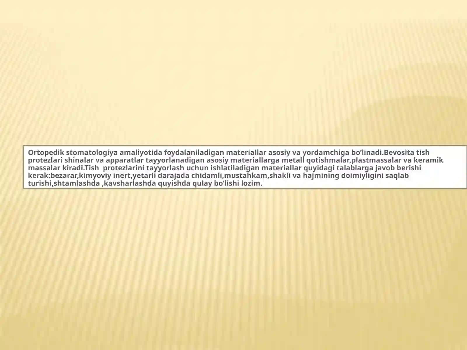 Ortopedik stomatologiya fanidan tayyorlangan mustaqil ishi 3