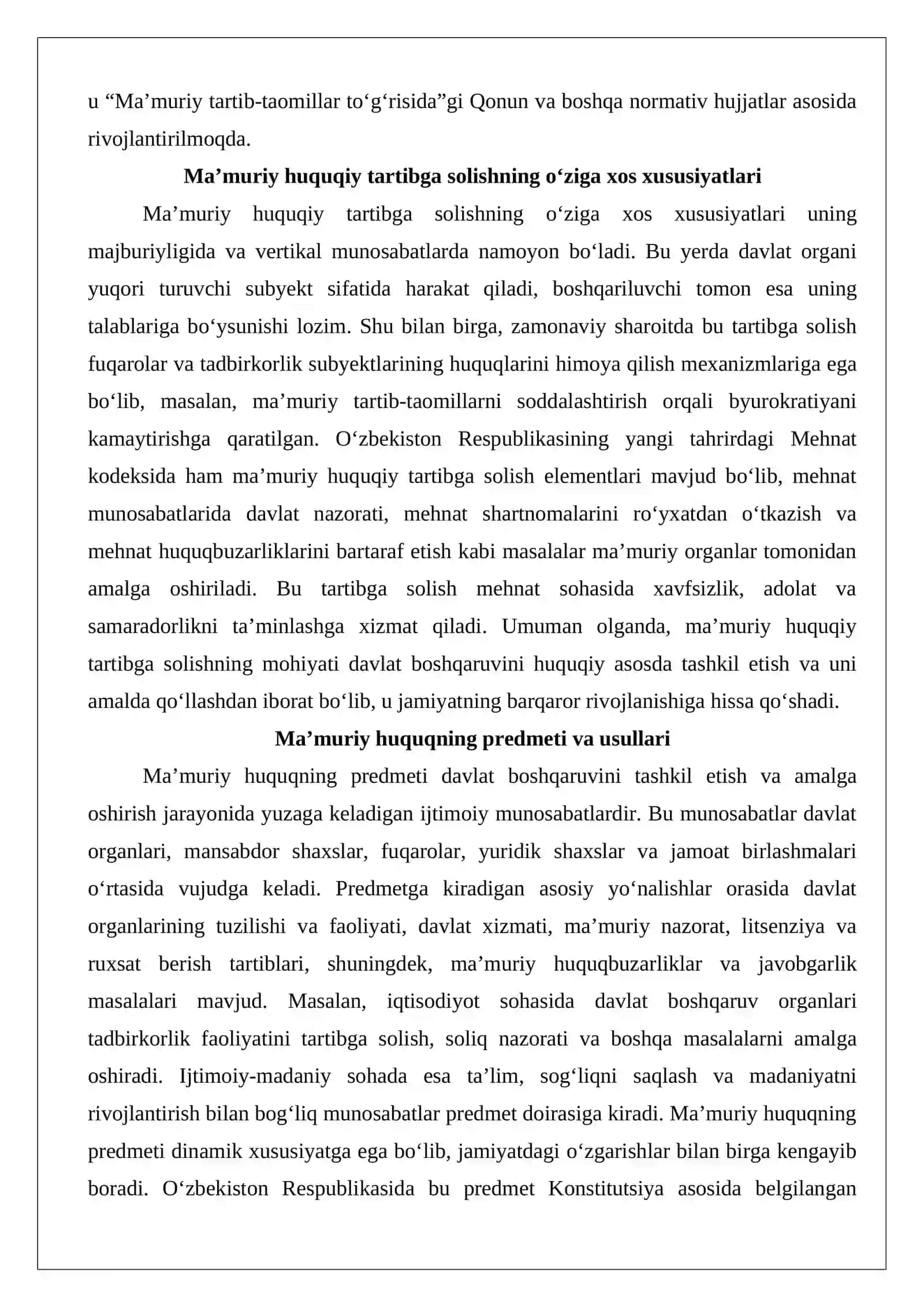 Ma’muriy huquqiy sohani ma’muriy huquqiy tartibga solish 3