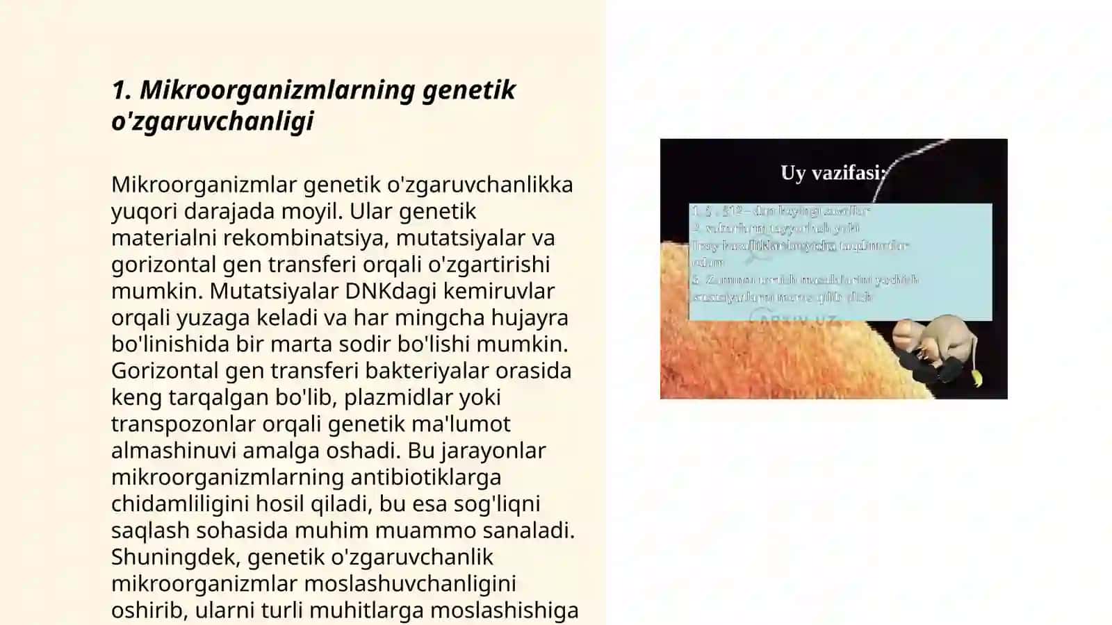 Mikroorganizmlarning genetikasi va o'zgaruvchanligi 3