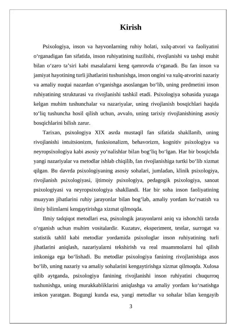 Psixologiya fanining predmeti rivojlanish tarixi 3