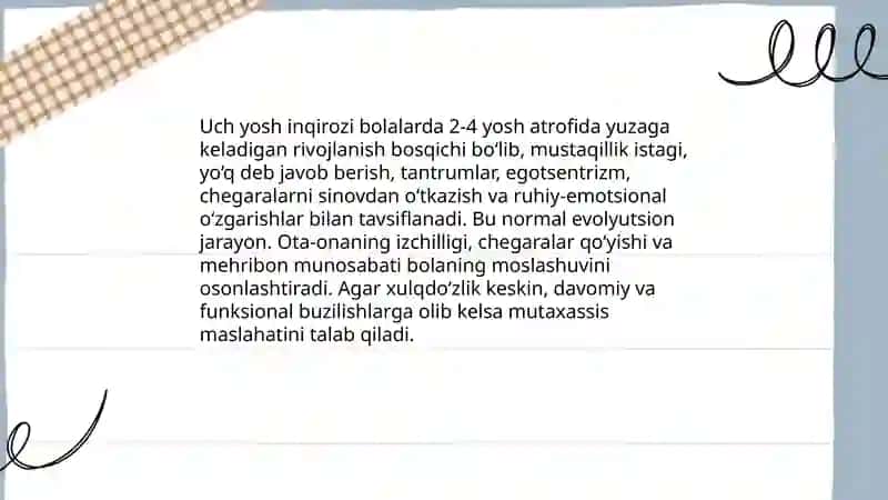 Uch yosh inqirozi 3