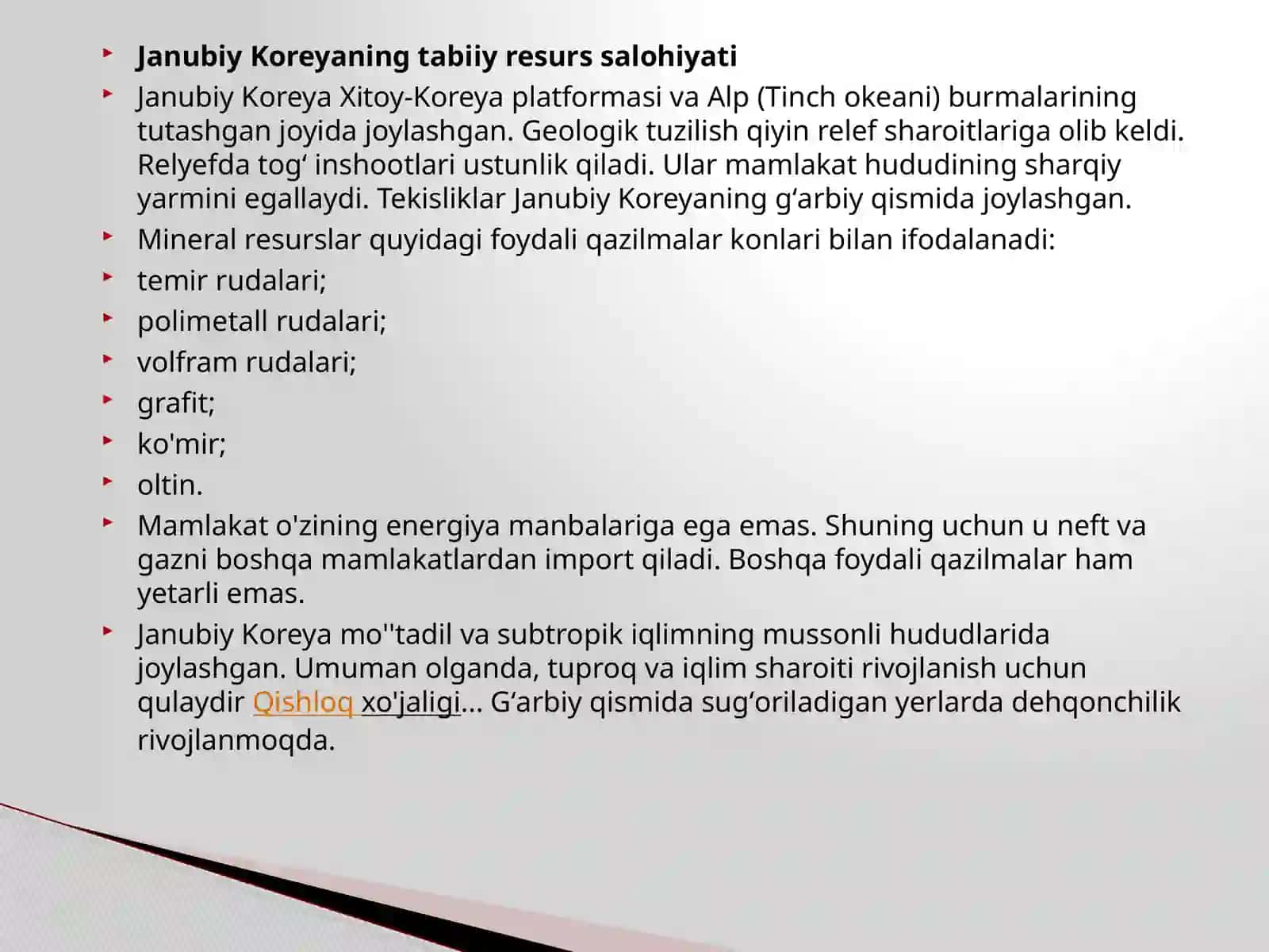 Koreyaning tabiiy resurs va mineral resurs salohiyati 3