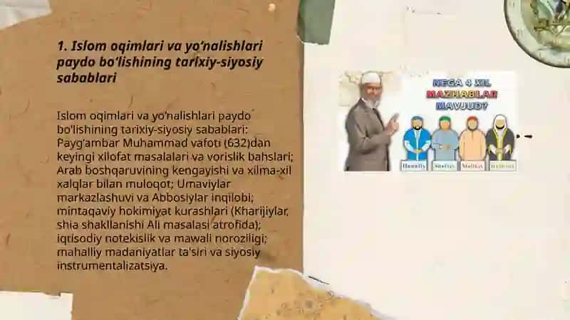 Islom oqimlari va yo‘nalishlarining paydo bo’lishi sabablari 3
