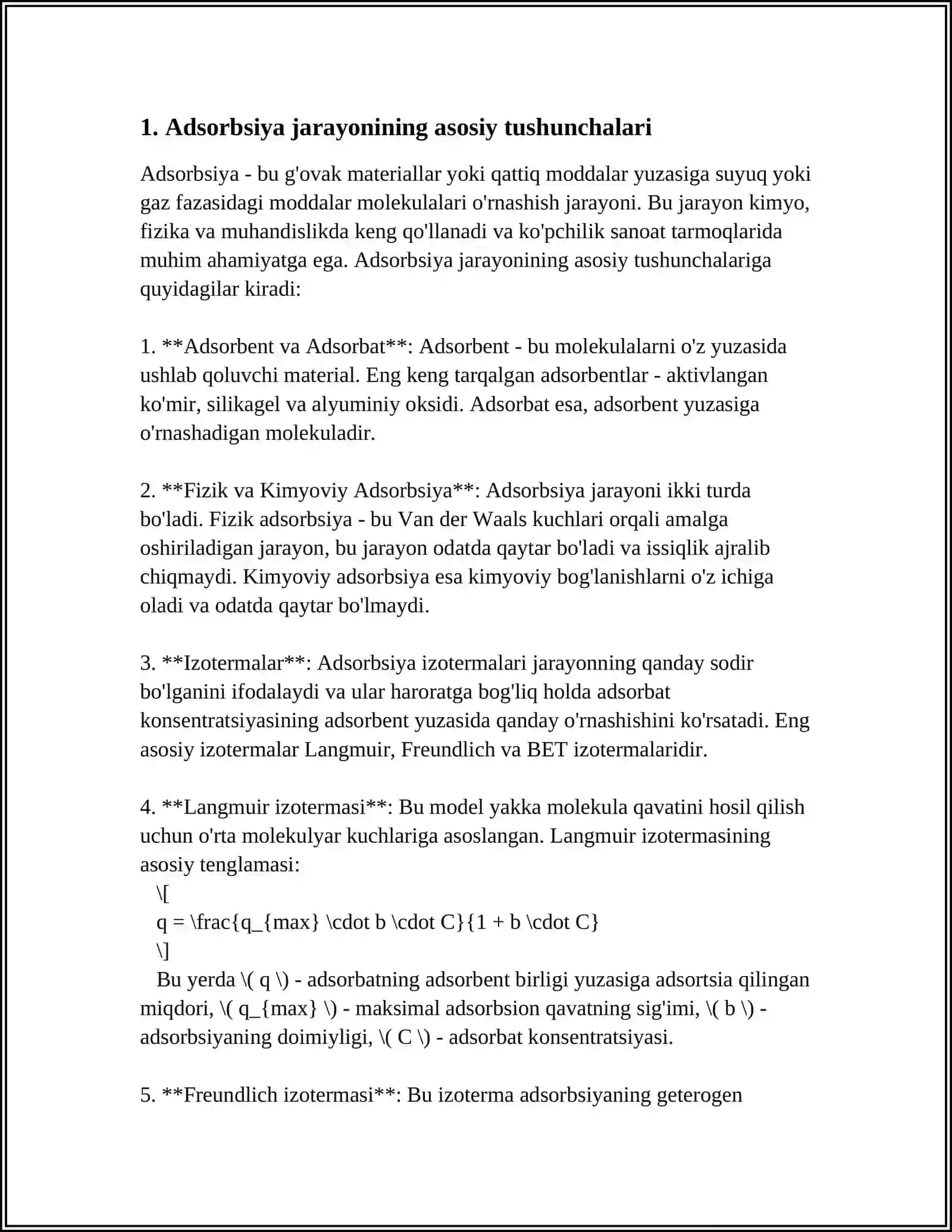 ORGANIZMNING HAYOT FAOLIYATIDA VA DAVOLASH USULLARIDA ADSORBSIYA JARAYONINING AHAMIYATI 3