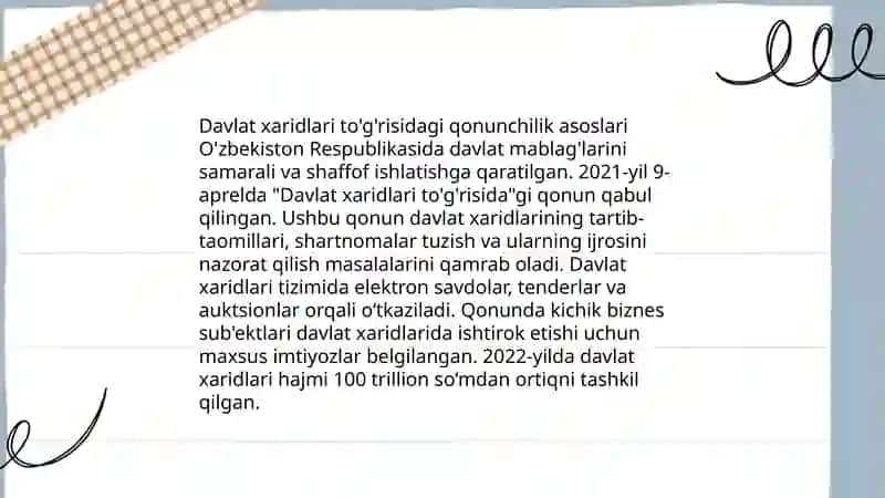 Davlat xaridlarini tartibga soluvchi huquqiy asoslar 3